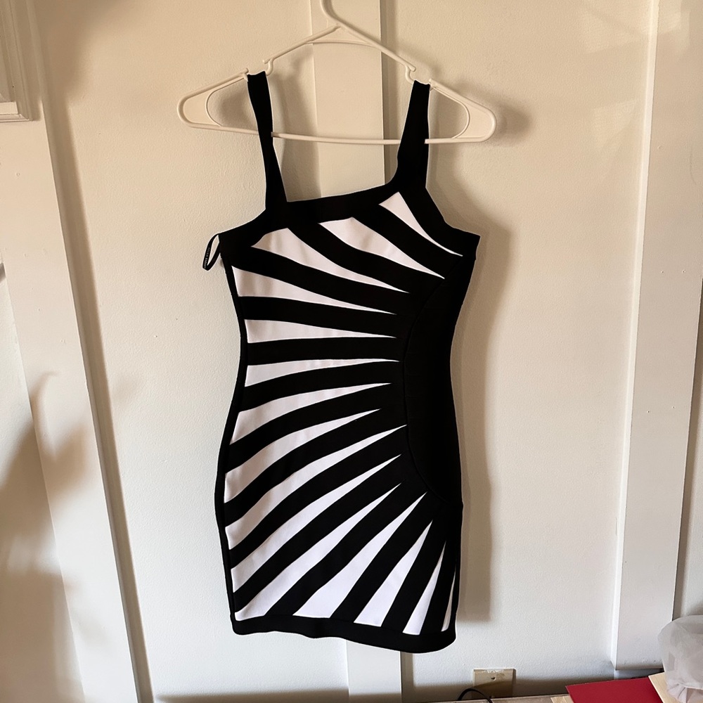 Black and white mini dress